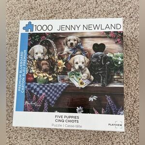 Jenny Newland 1000 piece premium blue board 5 puppies puzzle - NWT